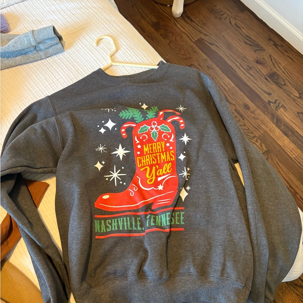 Merry Christmas Y'all Graphic Sweatshirt - Dark Gray